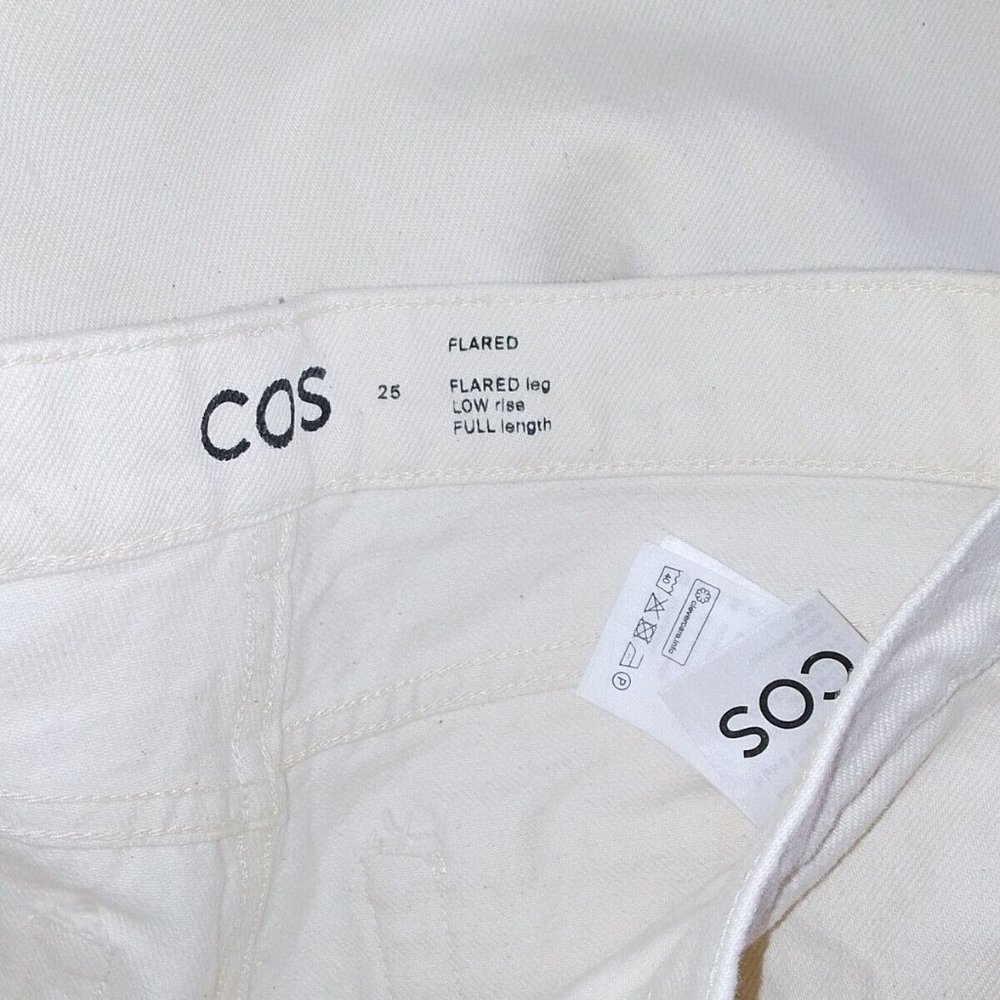 COS (25) Flared Jeans Size UK 8 10 EU 36 38 Cream Ecru Low-Rise Full-Length - Picture 9 of 9